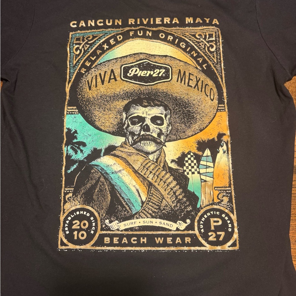 Pier 21 Men's Black 'Viva Mexico' Graphic Short Sleeve Tee